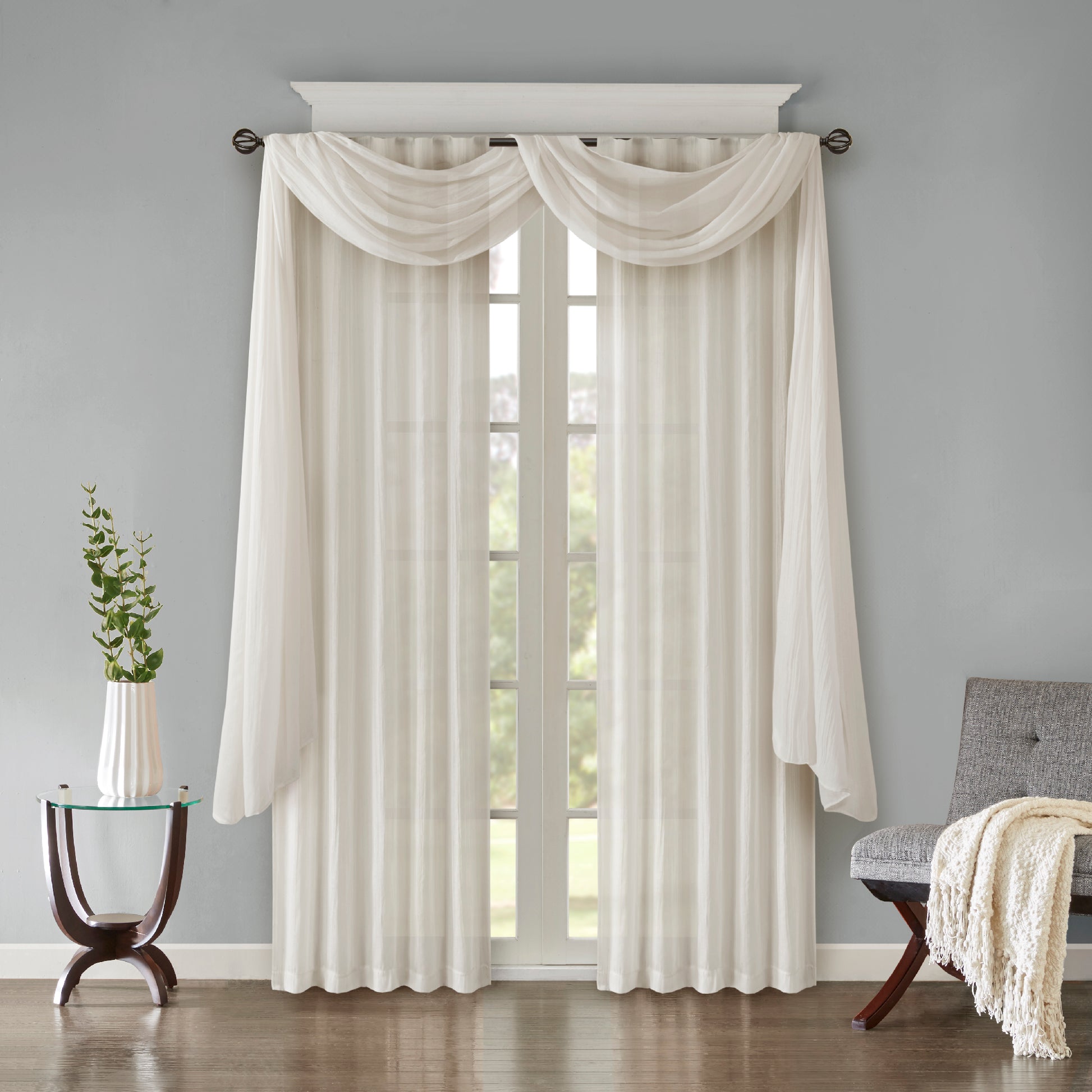 Madison Park Solid Crushed Curtain Panel Pair
