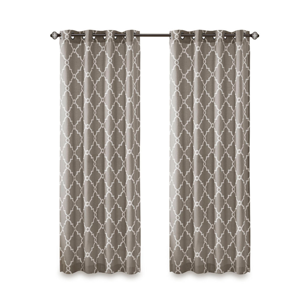 Madison Park Fretwork Print Grommet Top Window Curtain Panel