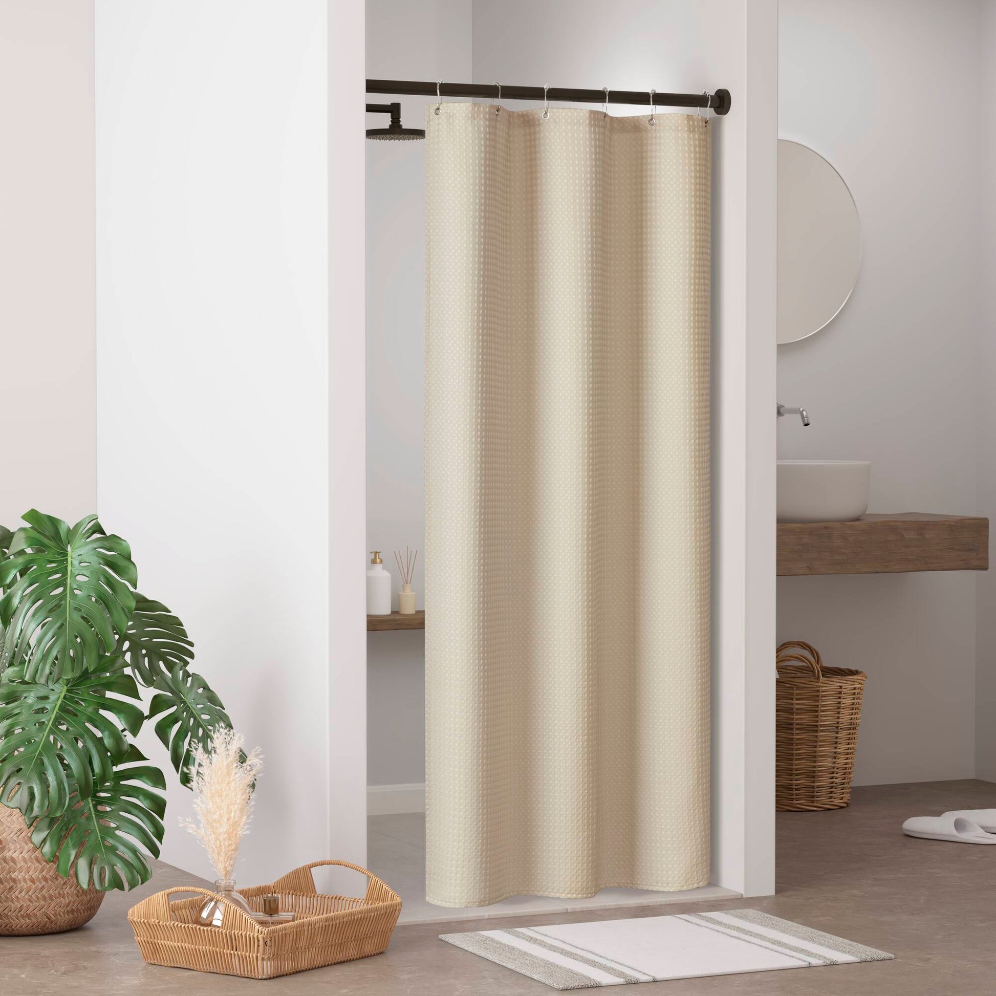 Madison Park Waffle Shower Curtain