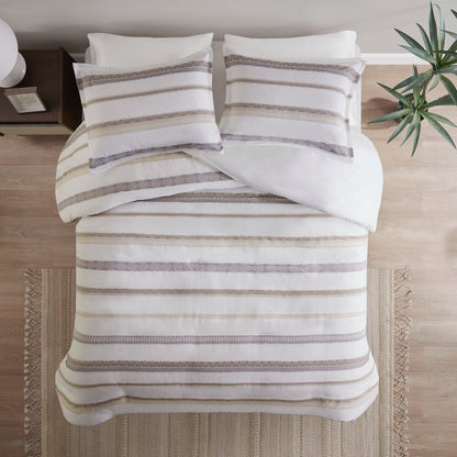 Madison Park 3 Piece Clipped Jacquard  Duvet Cover Set