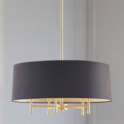 Hampton Hill Presidio 5-Light Dimmable Chandelier with Drum-shaped Fabric Shade & Adjustable Height