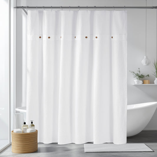 Madison Park Finley 100% Cotton Waffle Weave Textured Shower Curtain