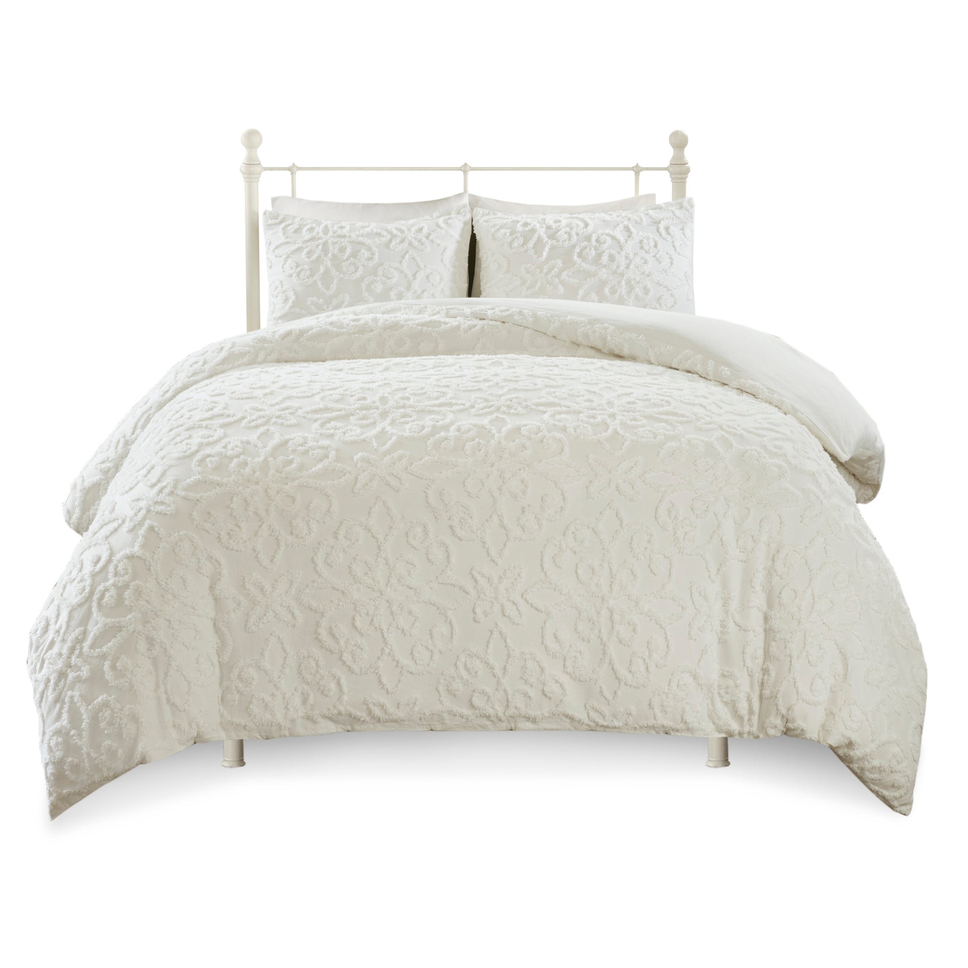 Madison Park 3 Piece Tufted Cotton Chenille Duvet Cover Set