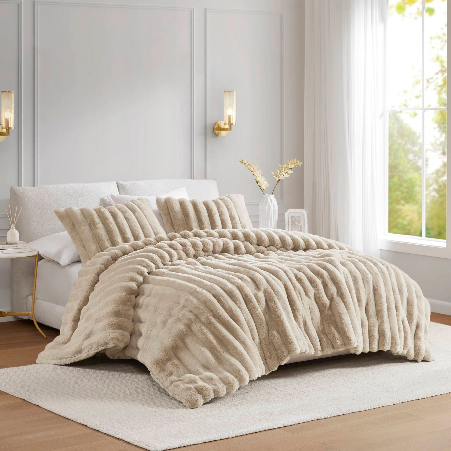 Madison Park Ultrasoft Faux Fur Ribbed Comforter Set