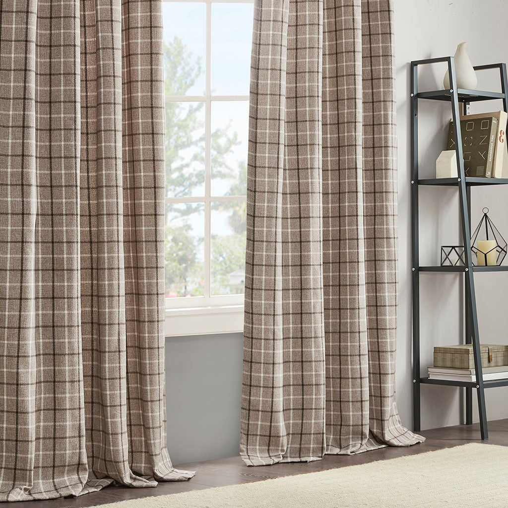 Madison Park Plaid Rod Pocket and Back Tab Curtain Panel with Fleece Lining