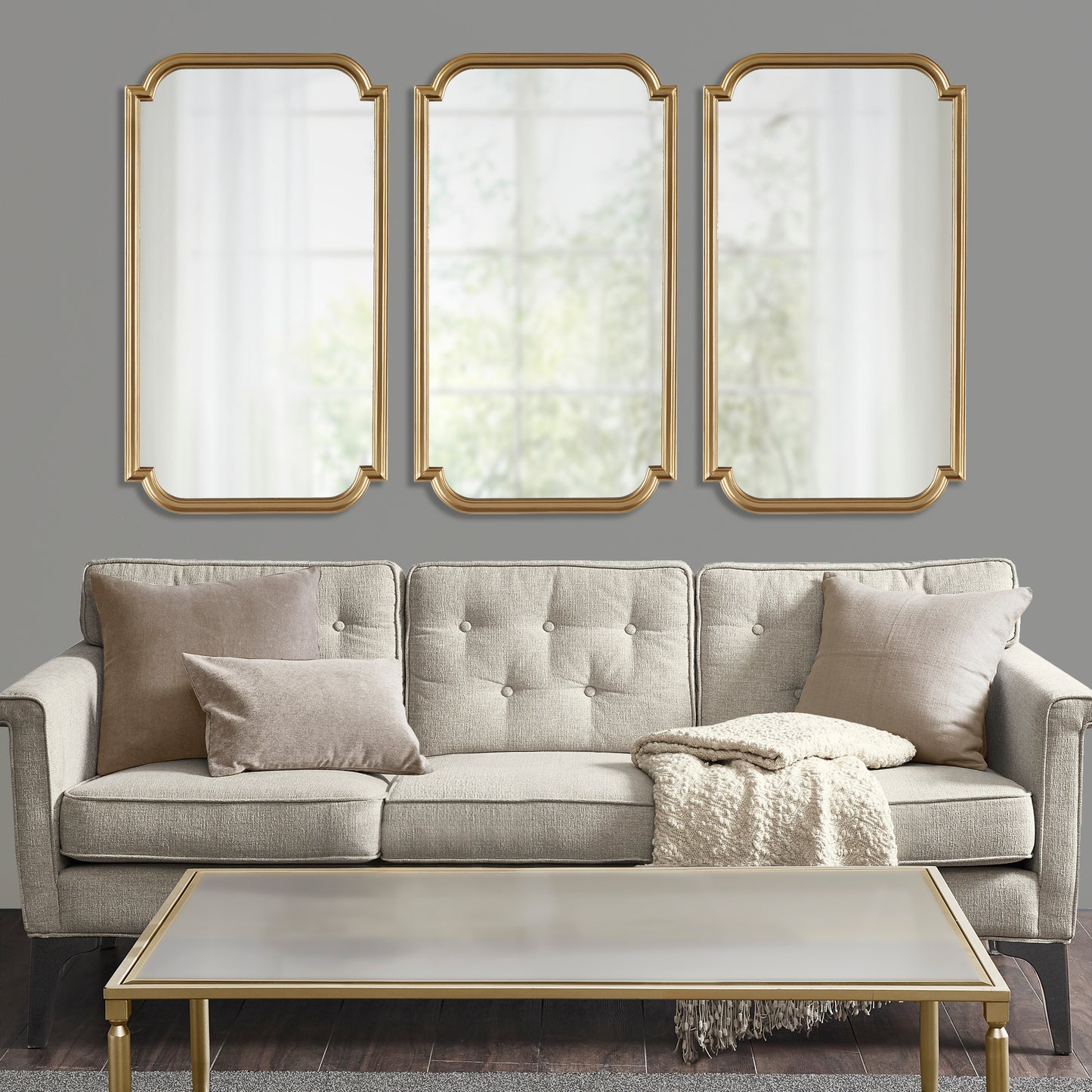 Madison Park Gold Scalloped Wood Wall Mirror