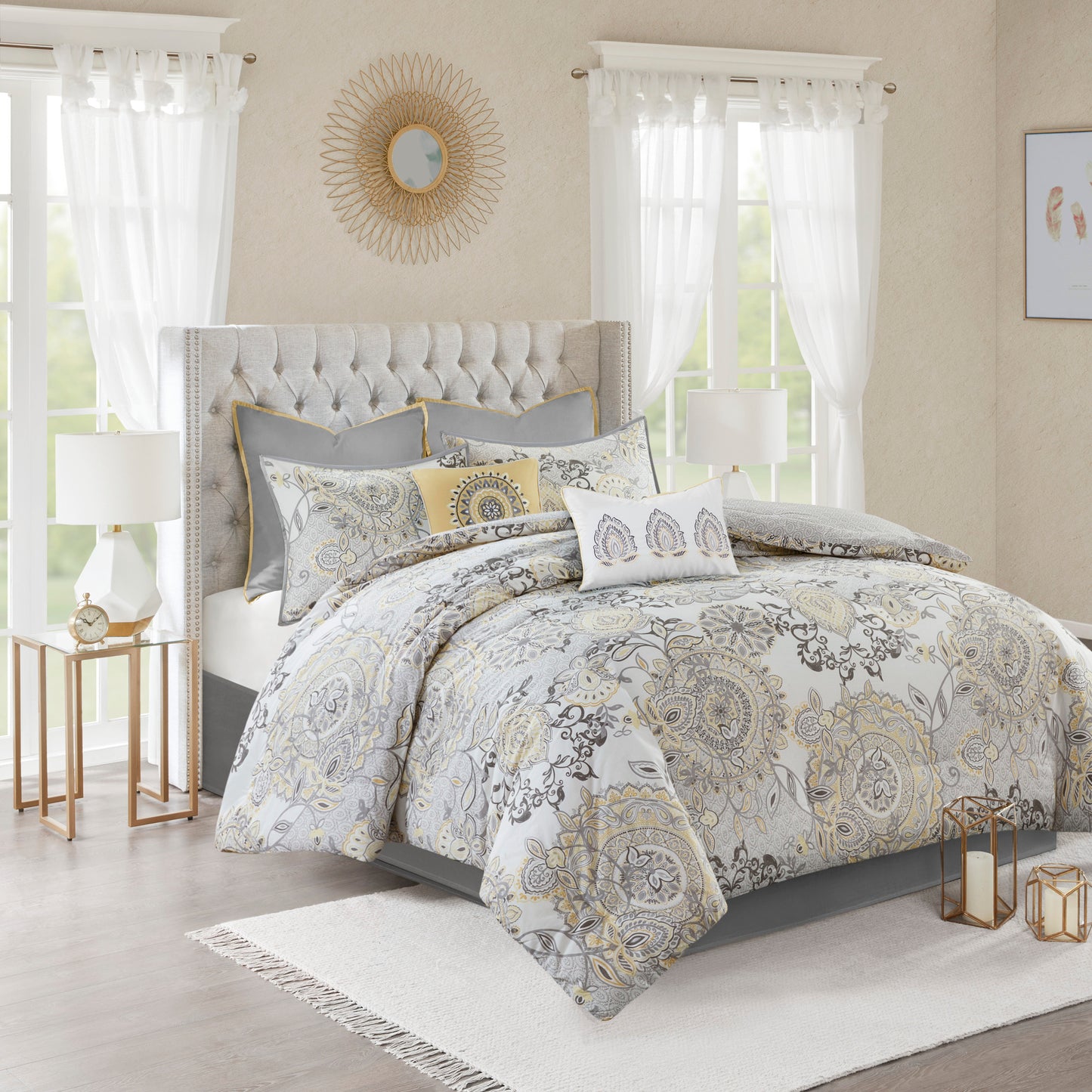 Madison Park 8 Piece Cotton Floral Printed Reversible Comforter Set