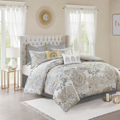 Madison Park 8 Piece Cotton Floral Printed Reversible Comforter Set