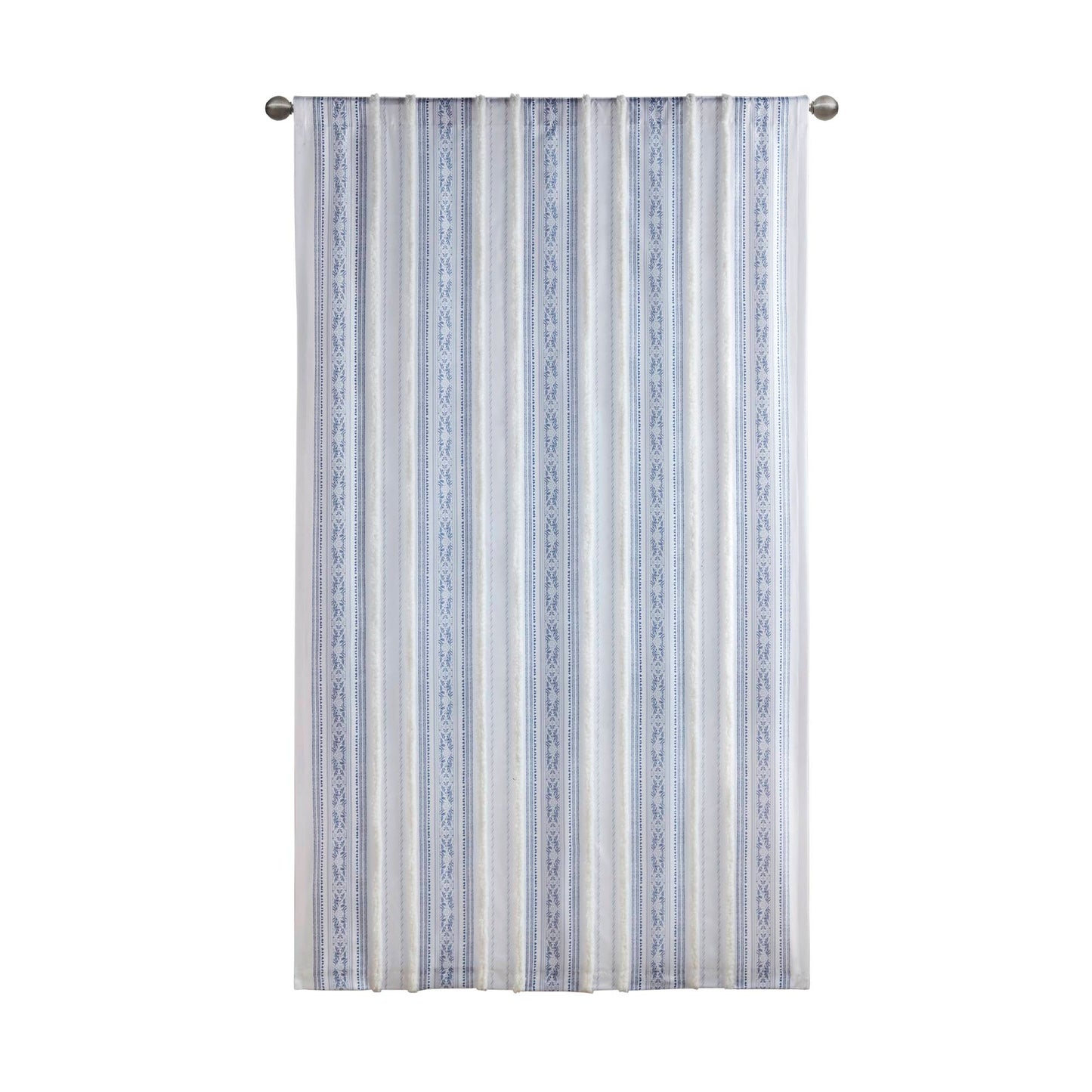 Madison Park Poly Printed Curtain Panel with Tufted Stripe and Lining