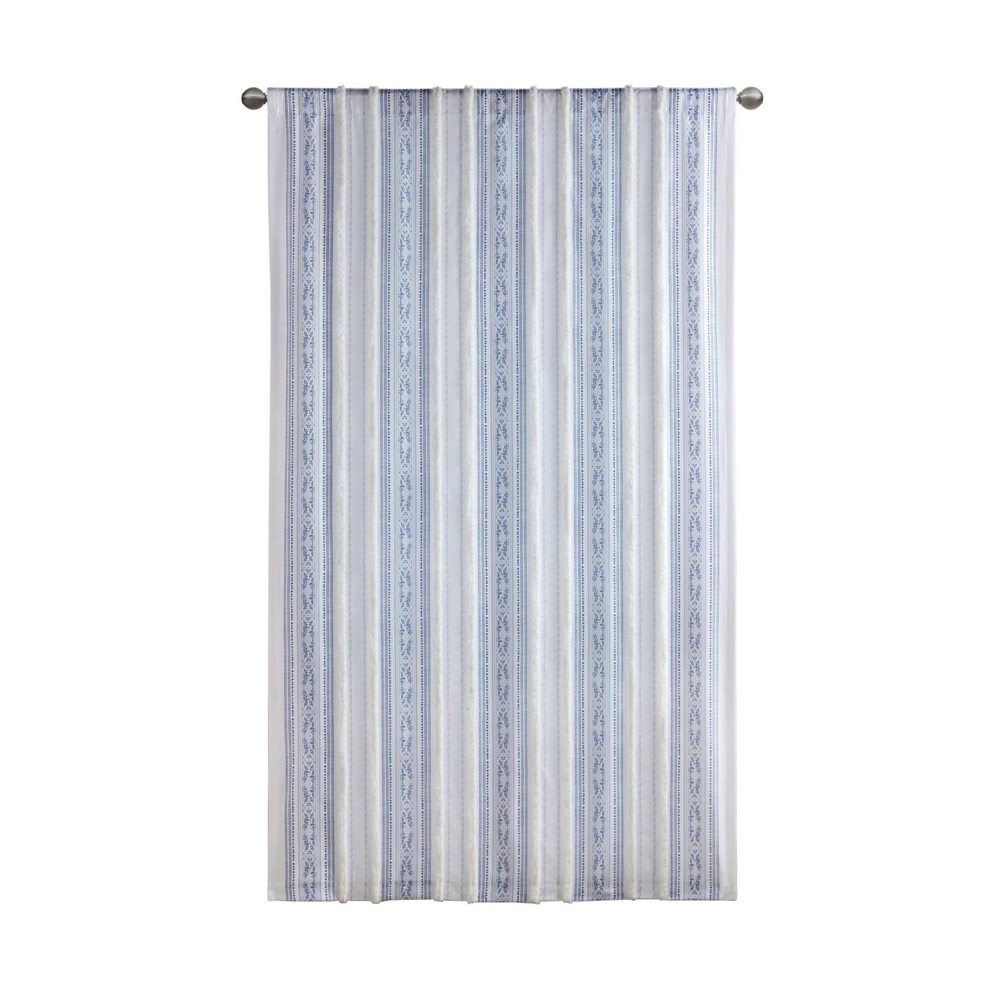 Madison Park Poly Printed Curtain Panel with Tufted Stripe and Lining