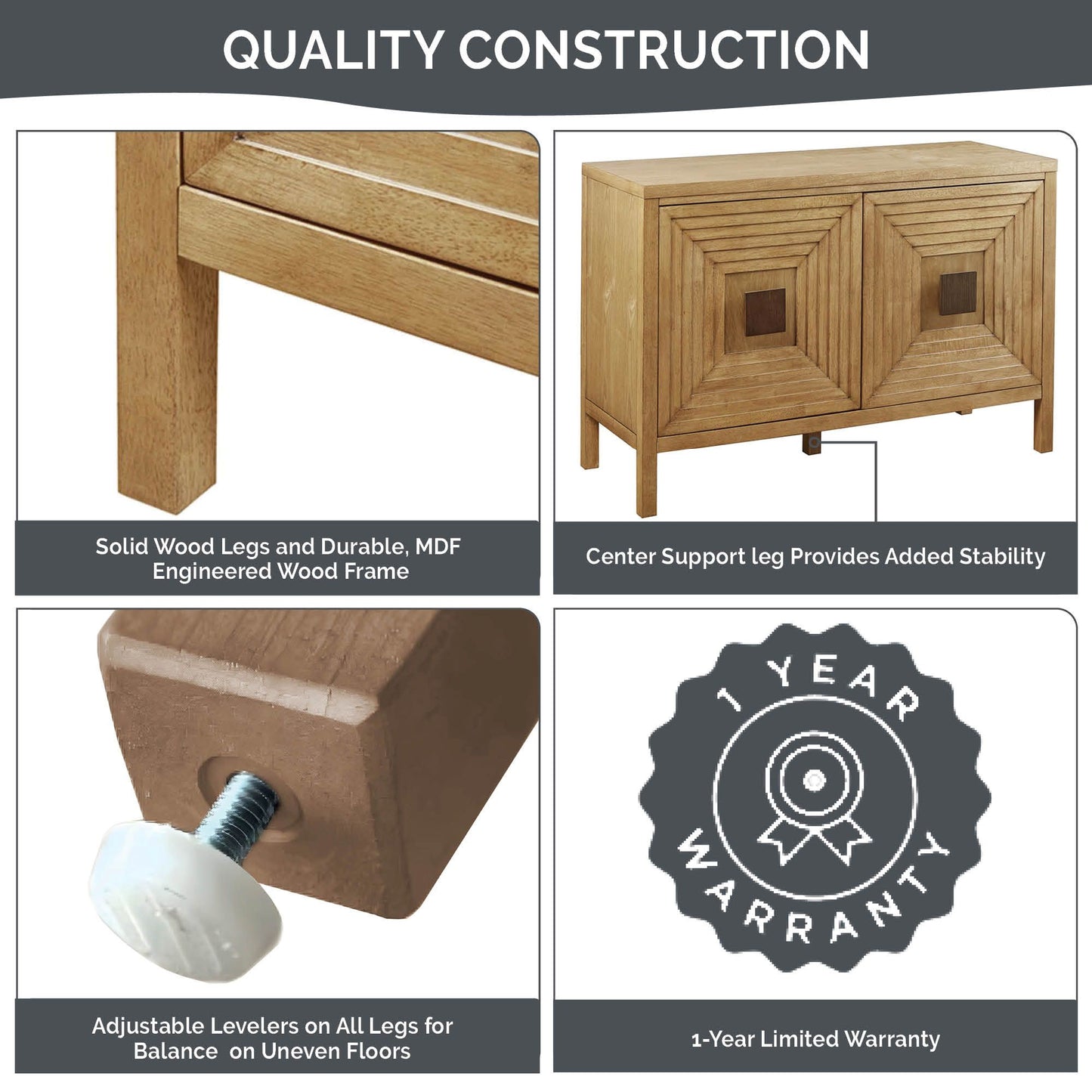 Paige Geometric 2-Door Storage Cabinet with Adjustable Shelves