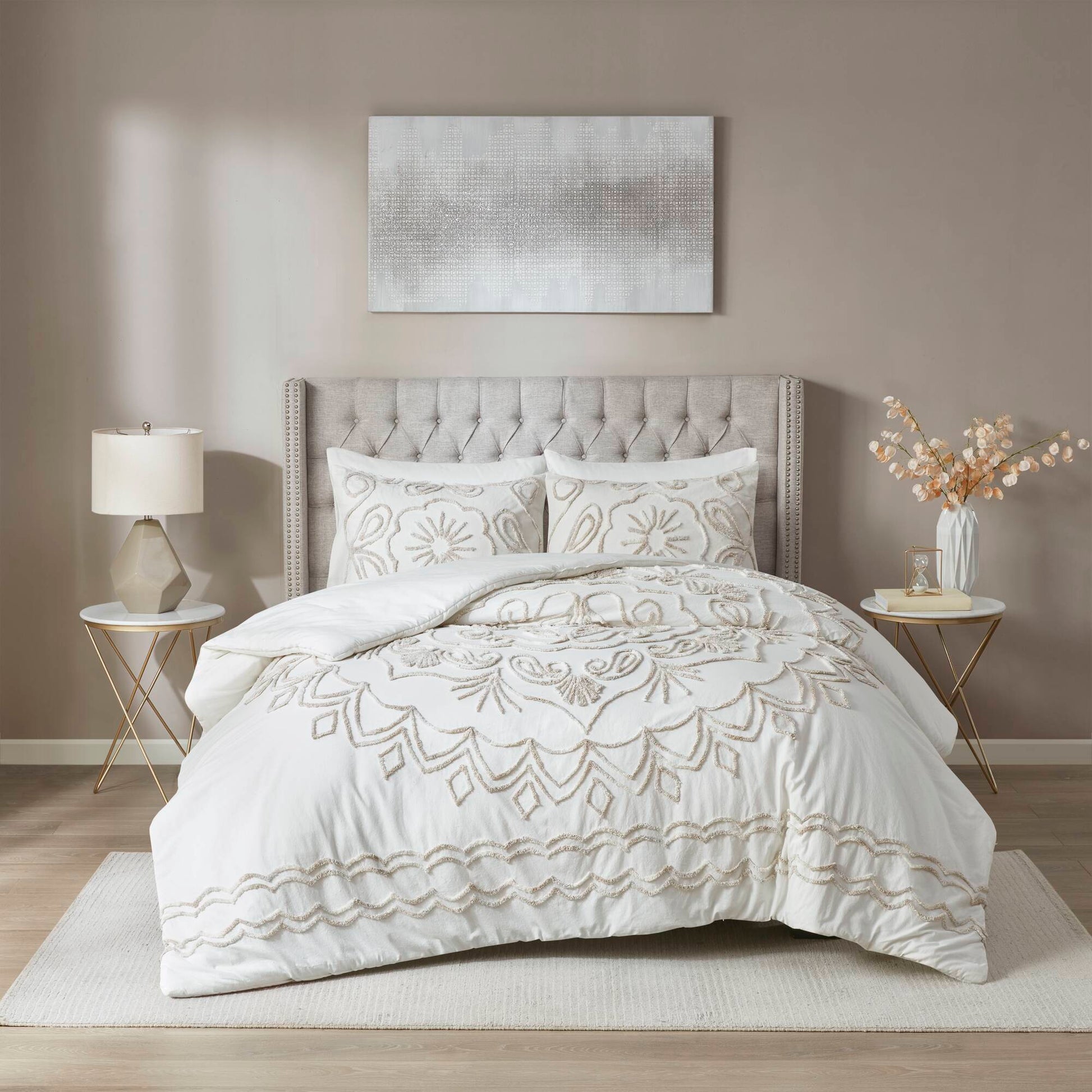 Madison Park 3 Piece Tufted Cotton Chenille Duvet Cover Set
