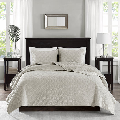 Madison Park 3 Piece Velvet Quilt Set