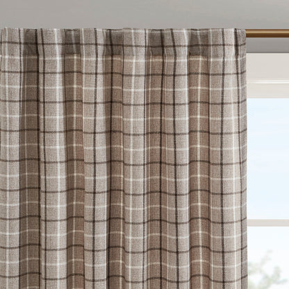 Madison Park Plaid Rod Pocket and Back Tab Curtain Panel with Fleece Lining