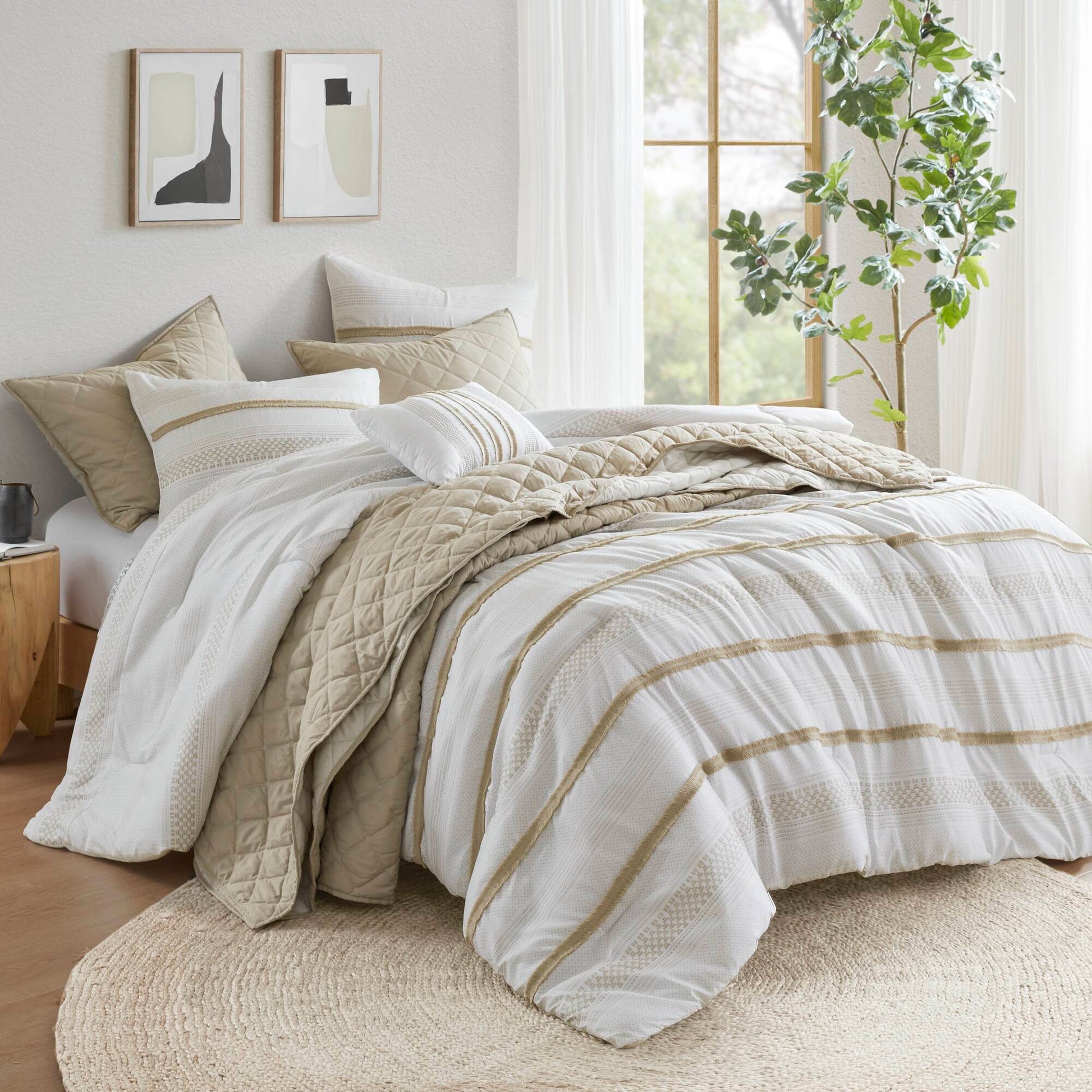 Madison Park 7 Piece Stripe Comforter and Quilt Set