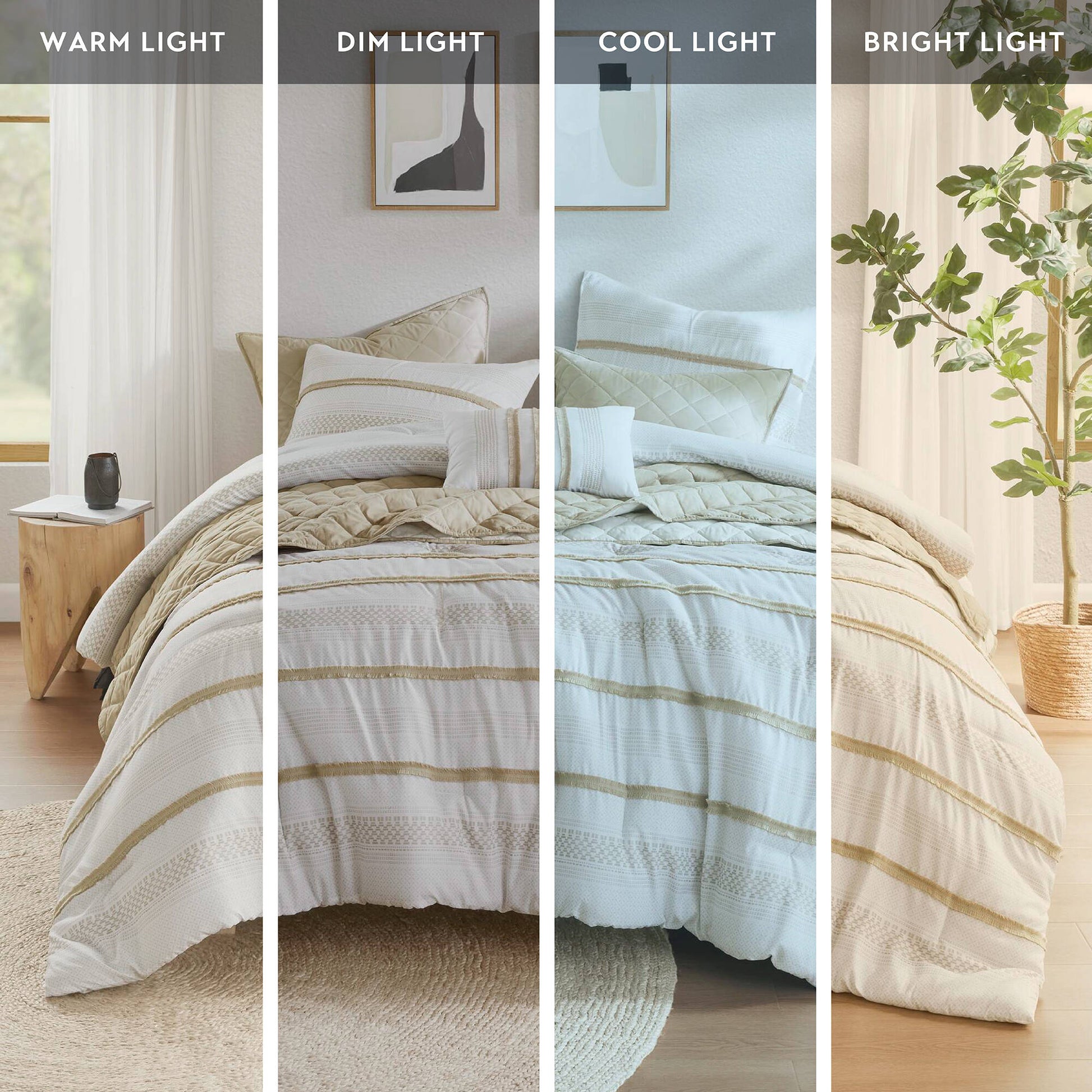 Madison Park 7 Piece Stripe Comforter and Quilt Set