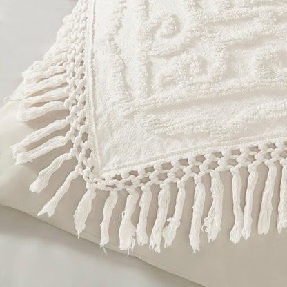 Madison Park 3-Piece Tufted Cotton Chenille Medallion Duvet Cover Set