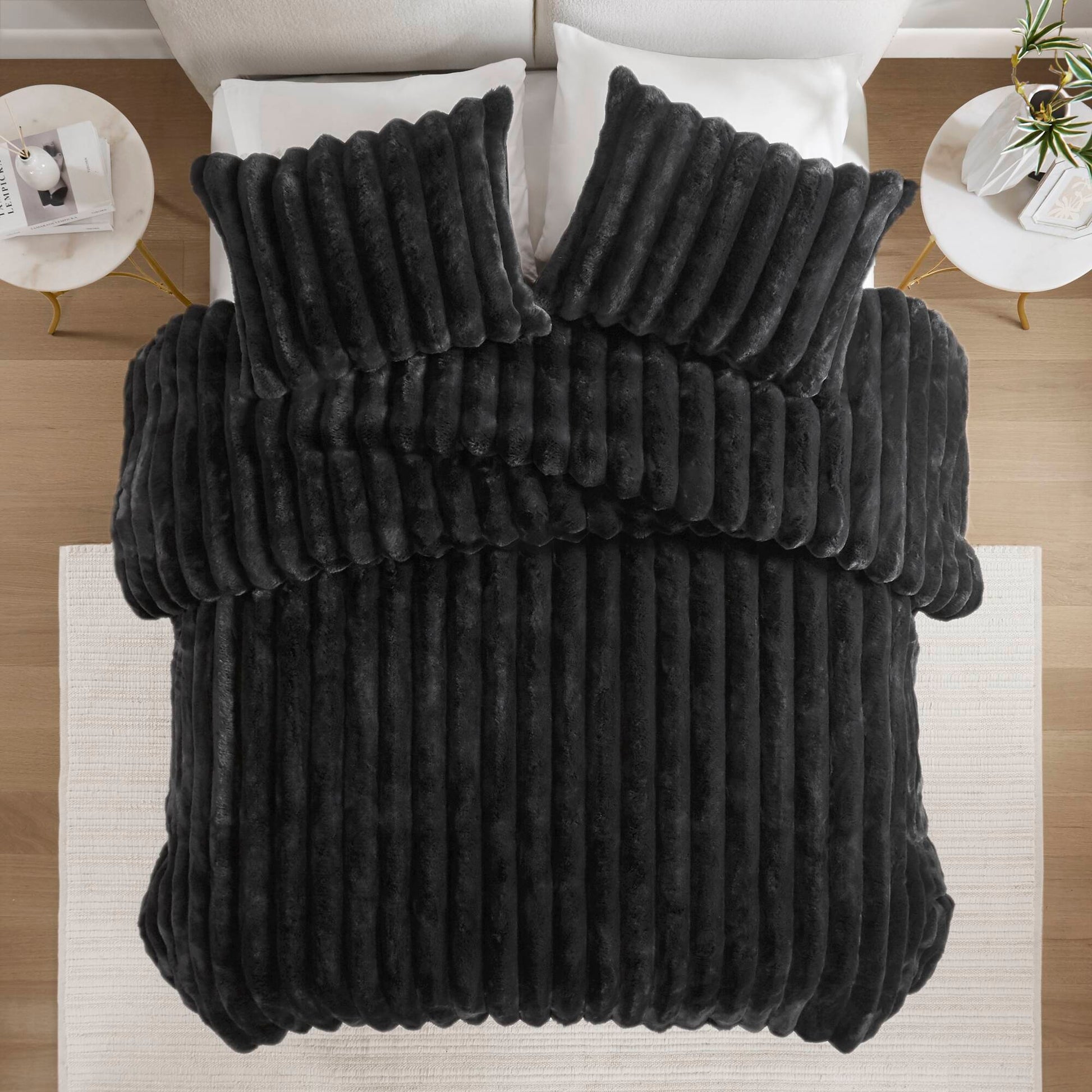 Madison Park Ultrasoft Faux Fur Ribbed Comforter Set