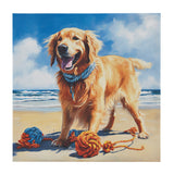 Beach Dogs Golden Retriever Canvas Wall Art