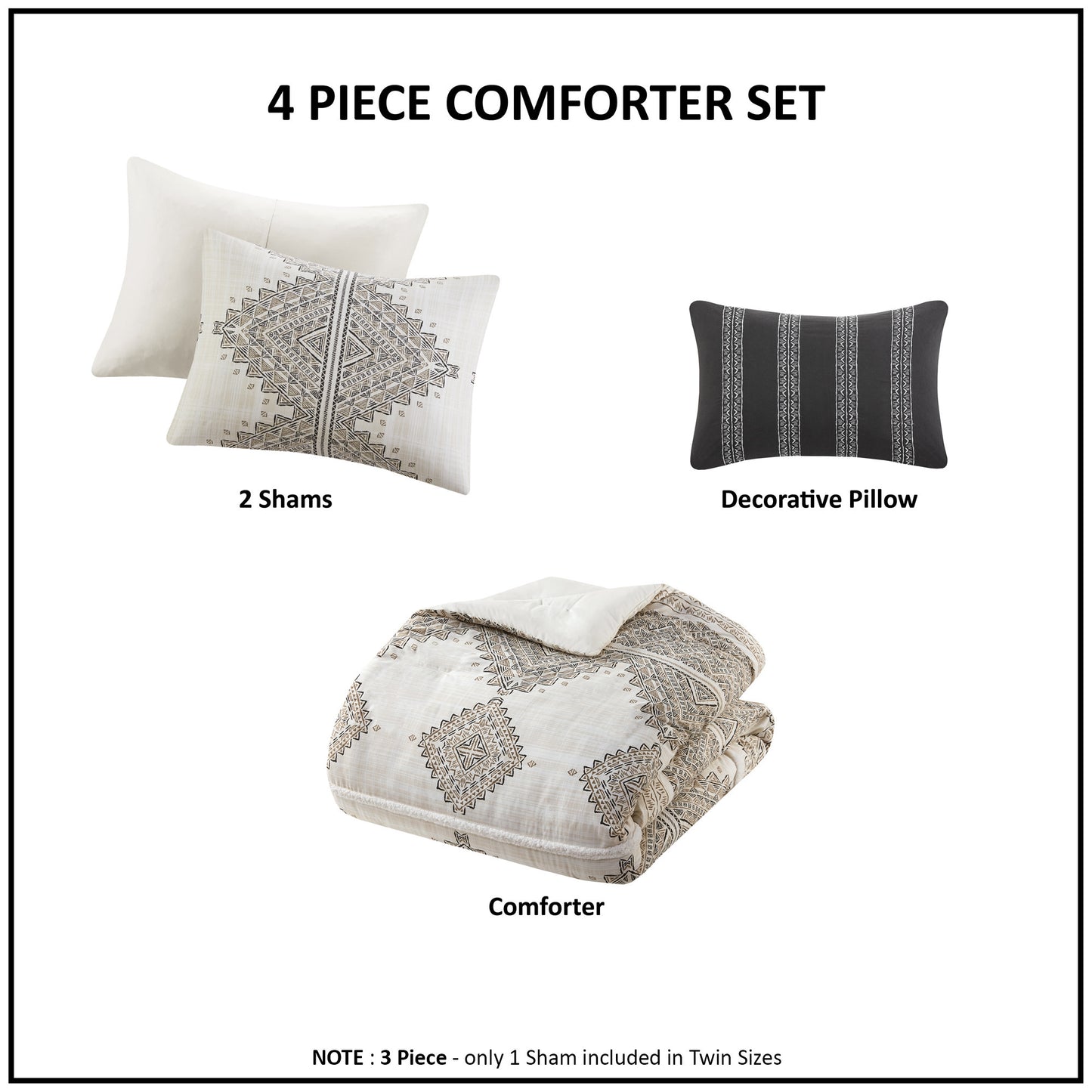Madison Park 4 Piece Printed Duvet Cover Set with Throw Pillow