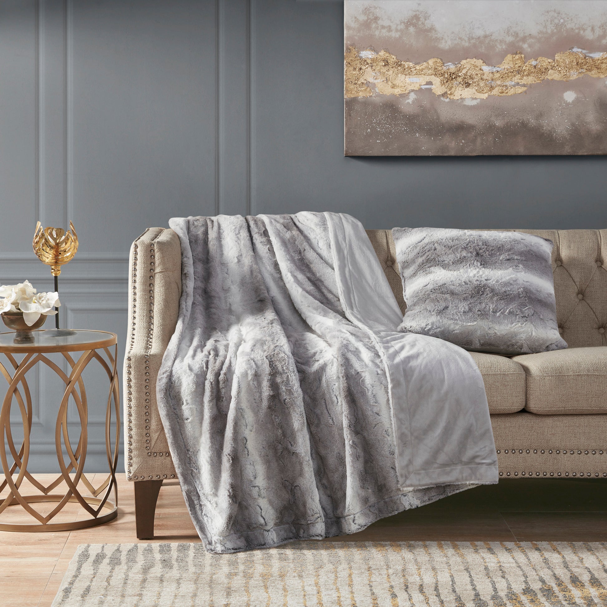 Madison Park Faux Fur Square Pillow