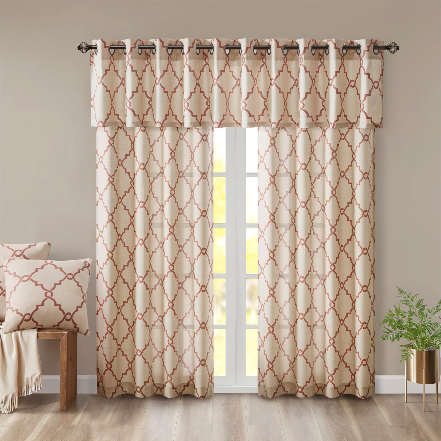 Madison Park Fretwork Print Grommet Top Window Valance