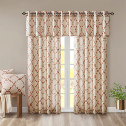 Madison Park Fretwork Print Grommet Top Window Valance