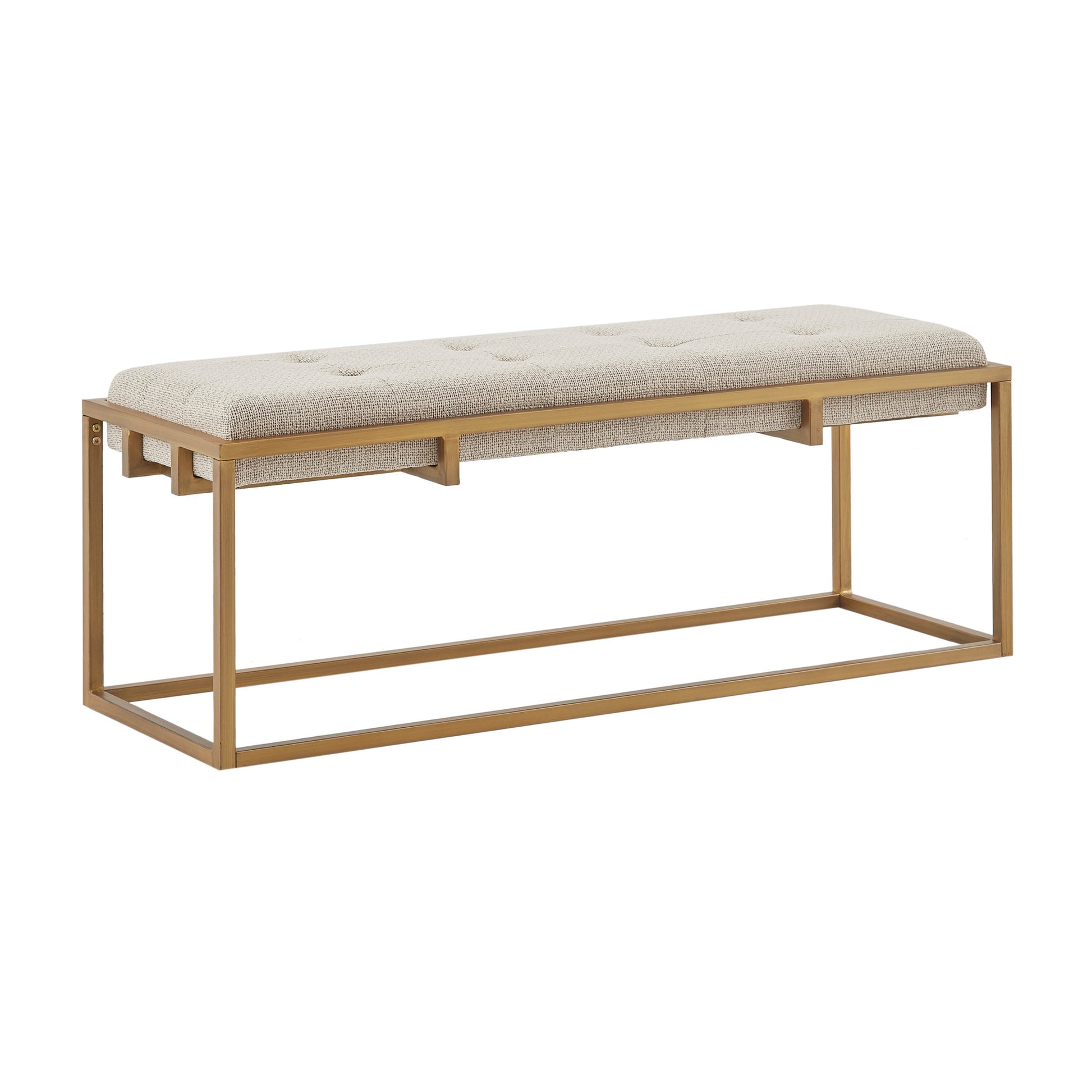Madison Park Button-tufted Upholstered Metal Base Accent Bench