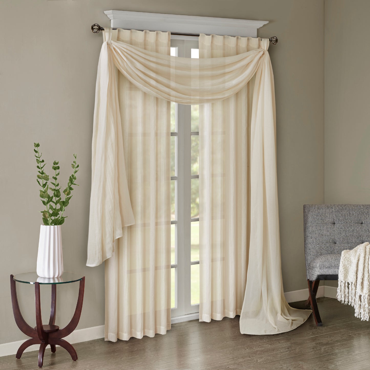 Madison Park Solid Crushed Curtain Panel Pair