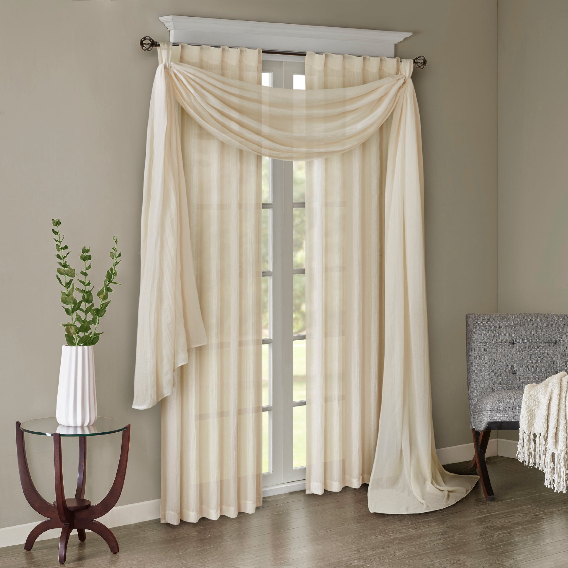 Madison Park Solid Crushed Curtain Panel Pair