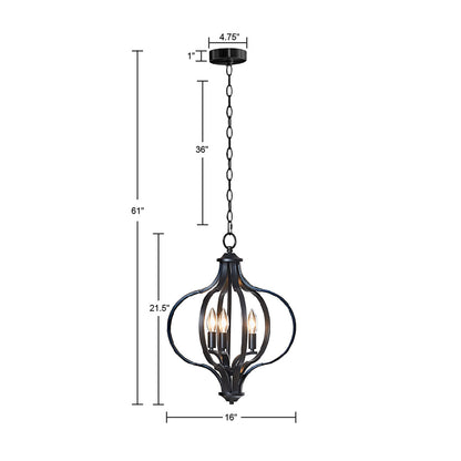 Hampton Hill 3-Light Metal Chandelier with Adjustable Chain