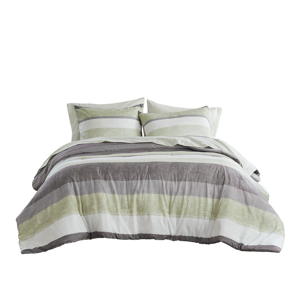 Madison Park Essentials Stripe Comforter Set with Bed Sheets