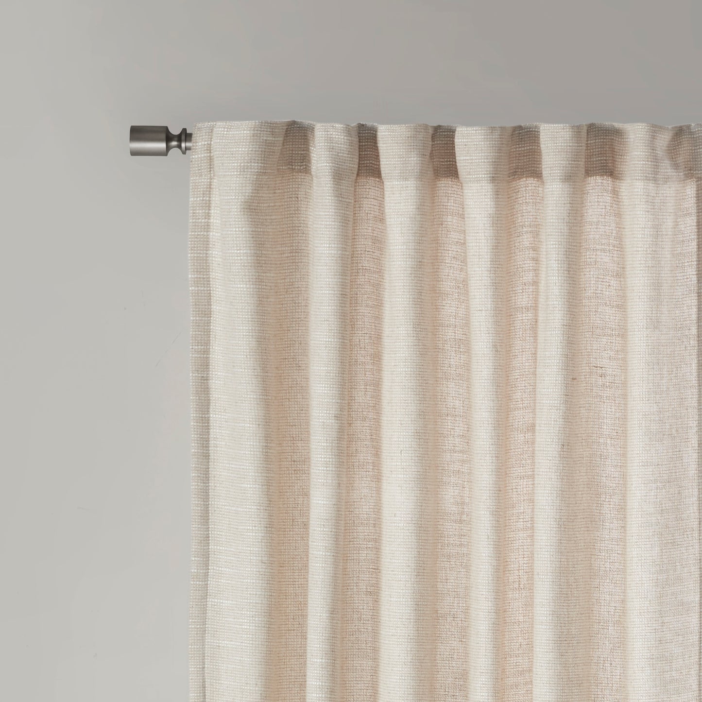 Madison Park Faux Linen Rod Pocket and Back Tab Fleece Lined Curtain Panel