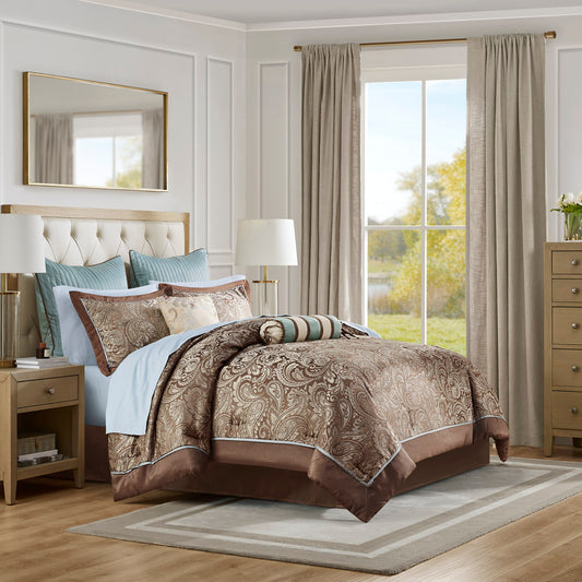 Madison Park 12 Piece Comforter Set with Cotton Bed Sheets