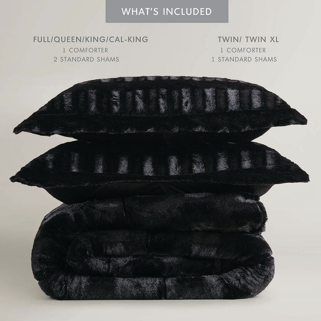 Madison Park Solid Faux Fur Comforter Mini Set