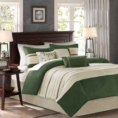 Madison Park 7 PC Pieced Faux Suede Comforter Set