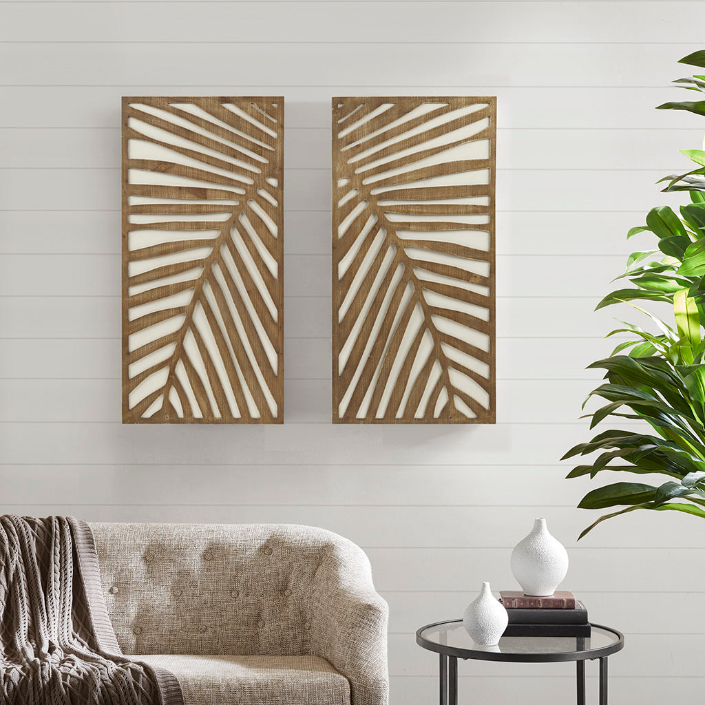 Madison Park - Birch Botanical Two-tone Wood Panel Wall Décor Set