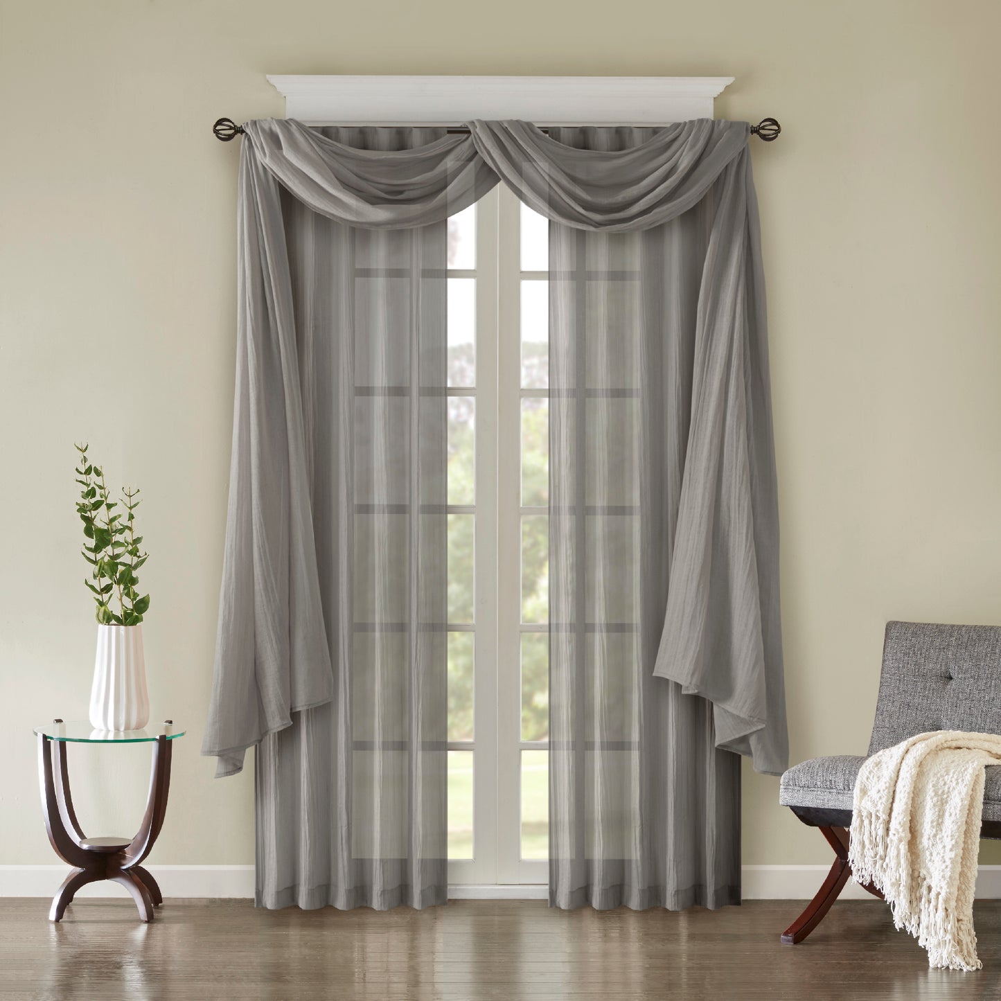Madison Park Solid Crushed Curtain Panel Pair