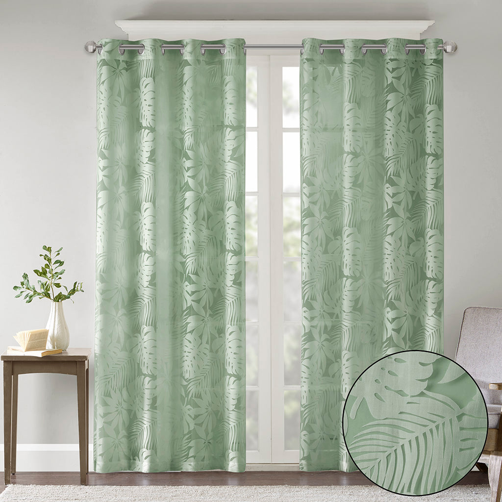 Madison Park Palm Leaf Burnout Window Sheer