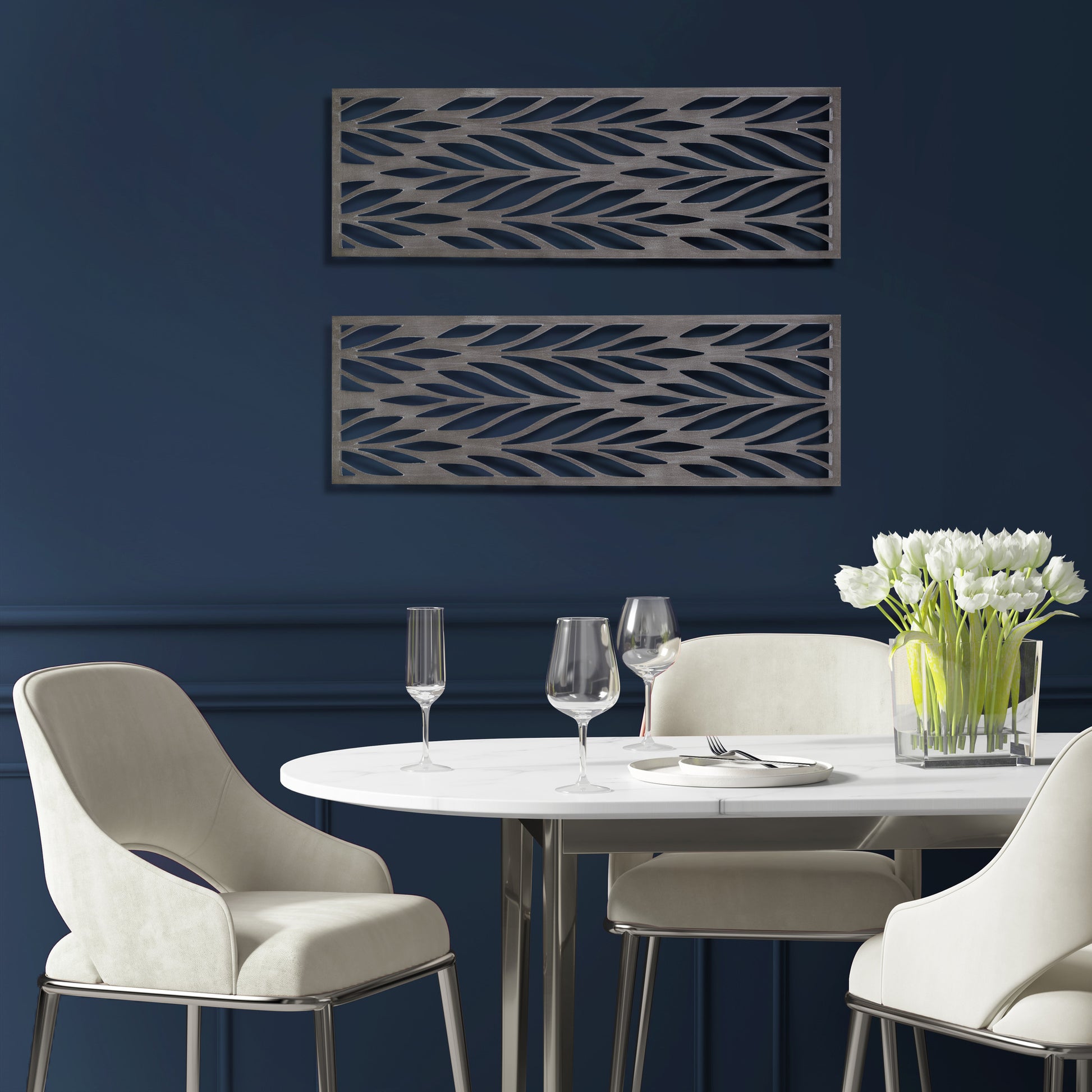 Madison Park Grey Laser Cut Wood 2-piece Panel Wall Decor Set