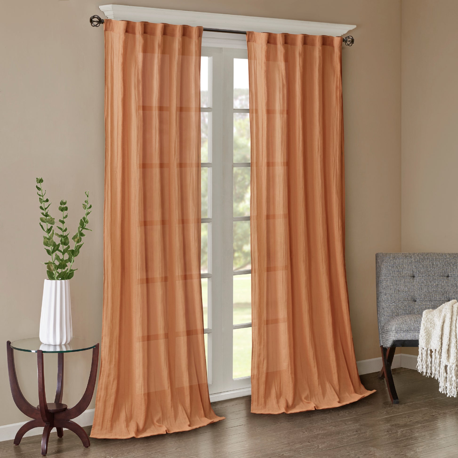 Madison Park Solid Crushed Curtain Panel Pair