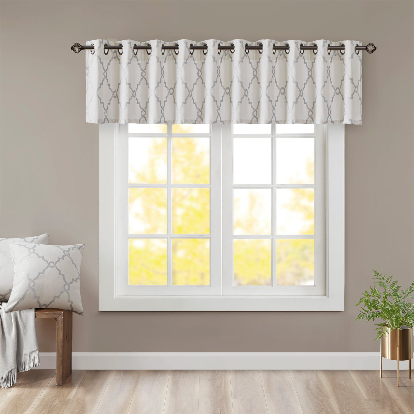 Madison Park Fretwork Print Grommet Top Window Valance