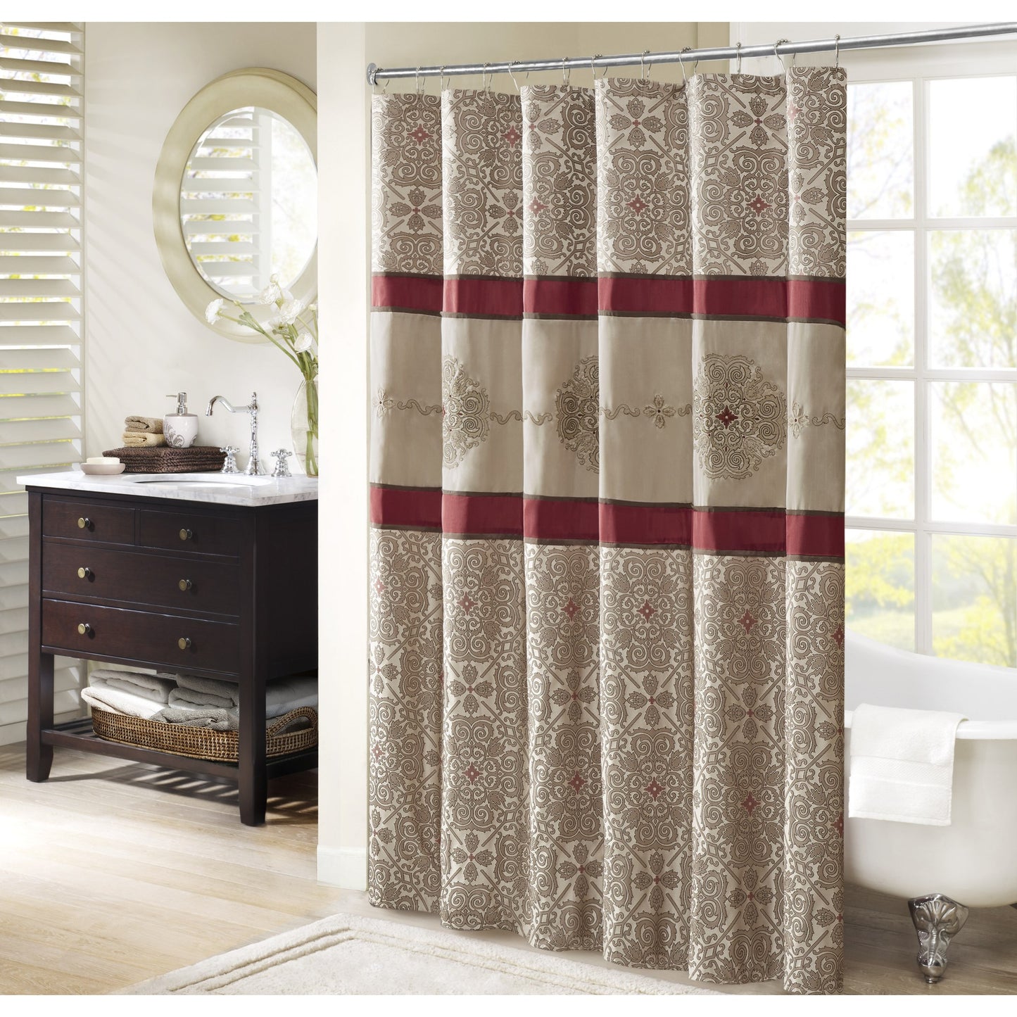 Madison Park Embroidered Shower Curtain