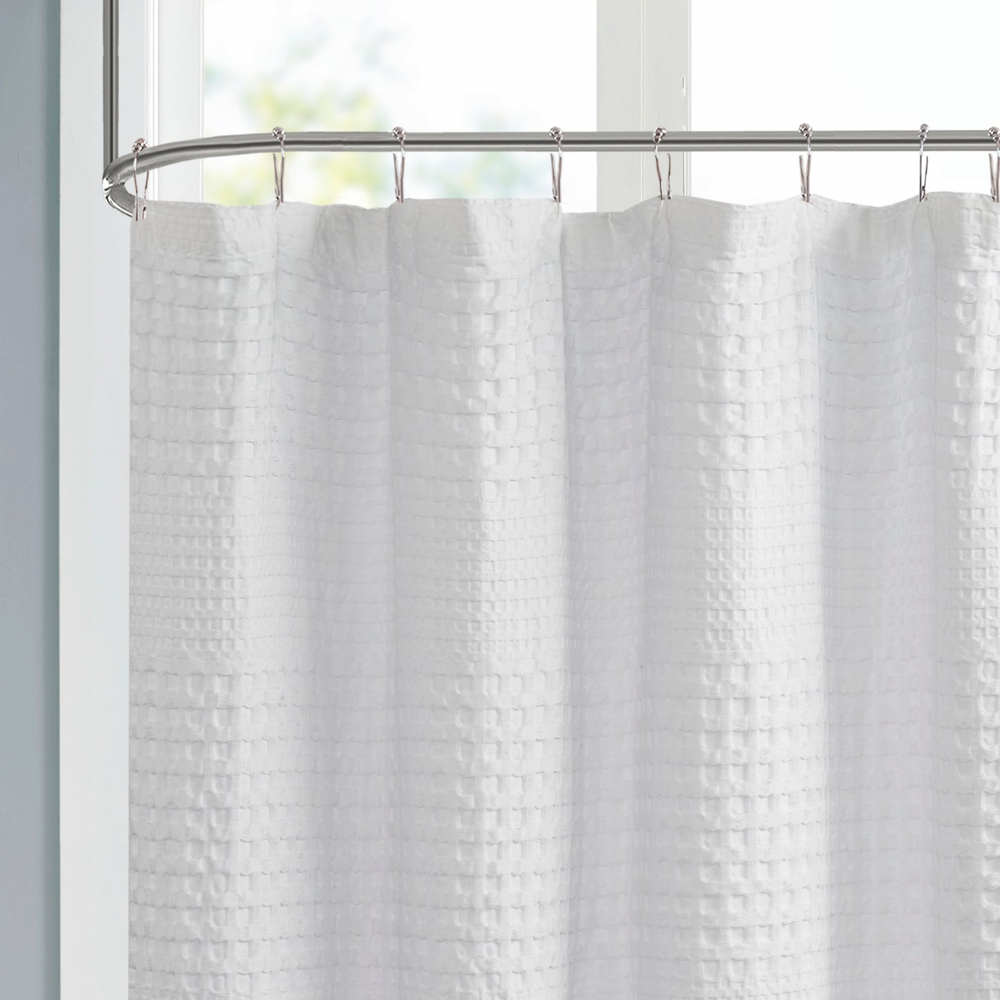 Madison Park Super Waffle Textured Solid Shower Curtain
