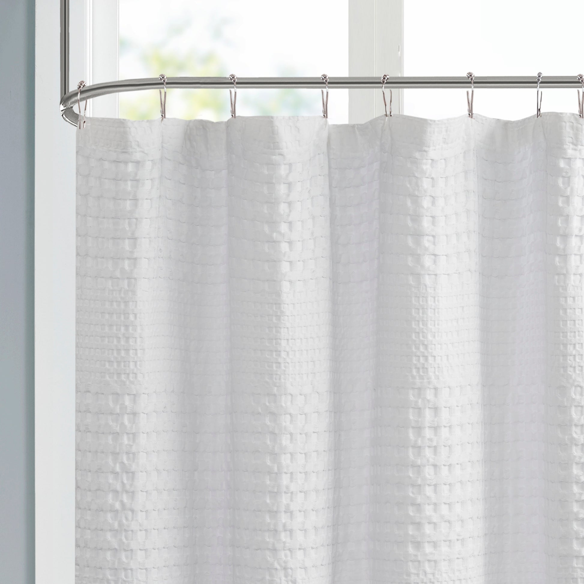 Madison Park Super Waffle Textured Solid Shower Curtain