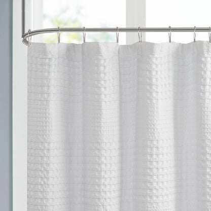 Madison Park Super Waffle Textured Solid Shower Curtain