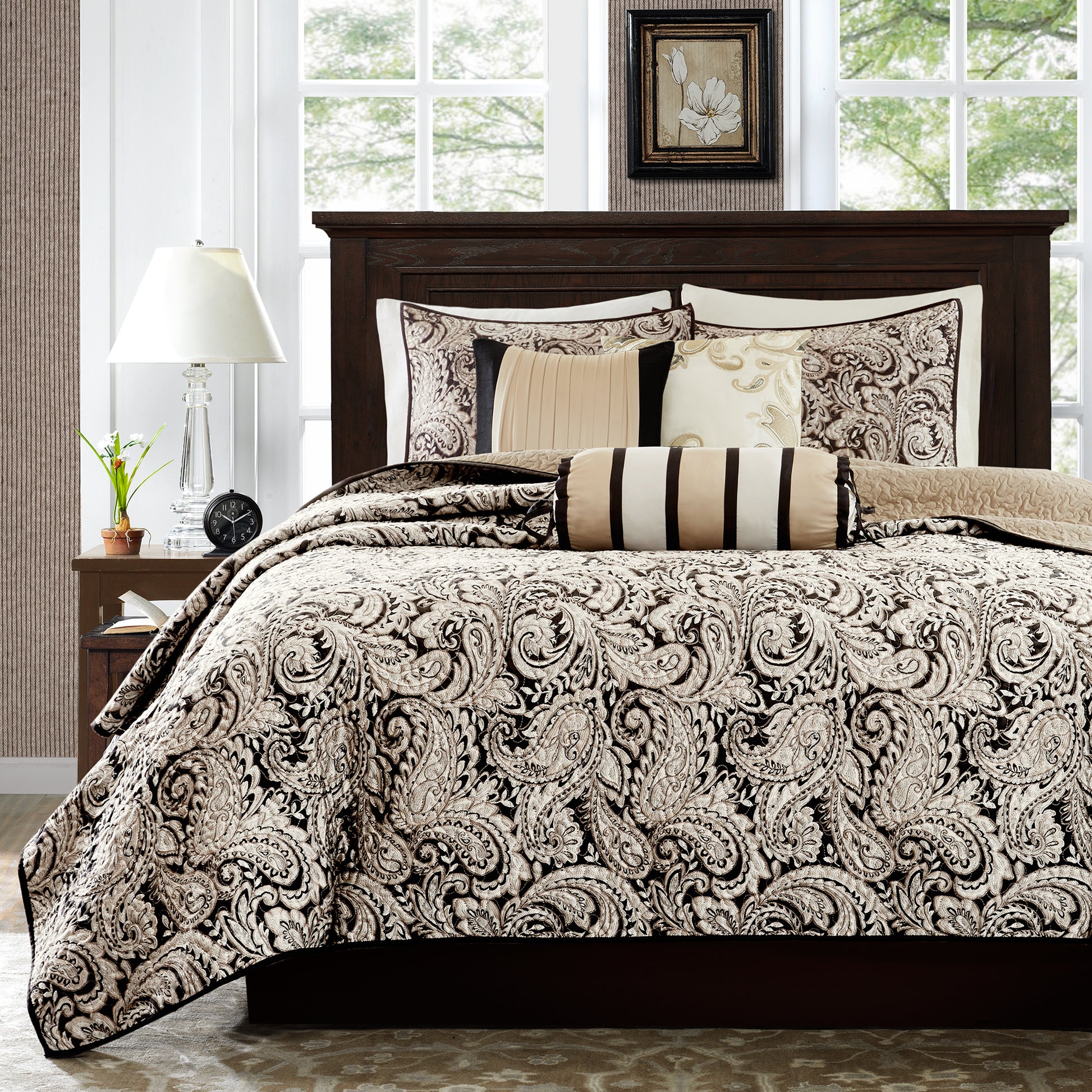 Madison Park 6 Piece Jacquard Quilt Set with Throw Pillows
