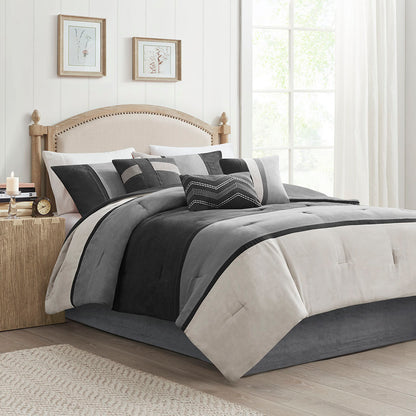 Madison Park 7 Piece Faux Suede Comforter Set