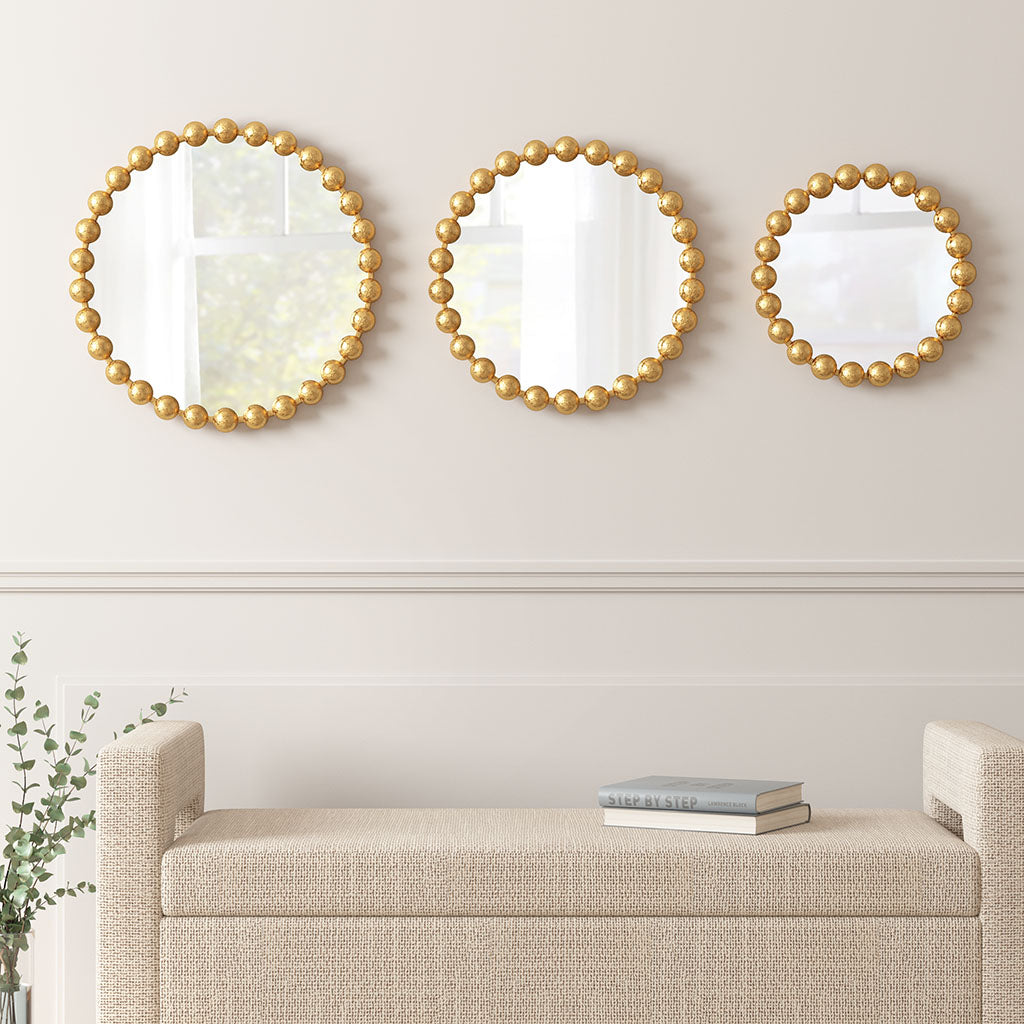 Madison Park Signature Gold Beaded Round Wall Mirror 3-piece set