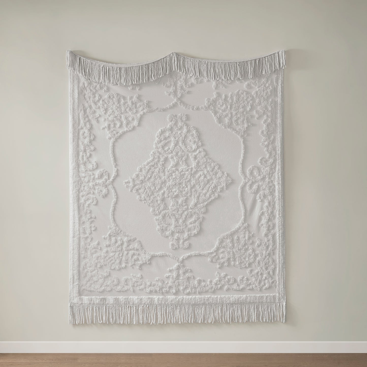 Madison Park 100% Cotton Tufted Chenille Lightweight Throw With Fringe Tassel 50" x 60"